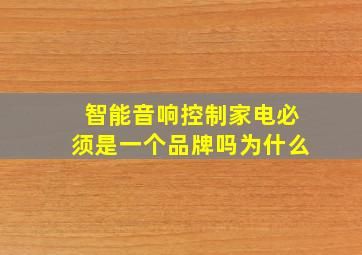 智能音响控制家电必须是一个品牌吗为什么