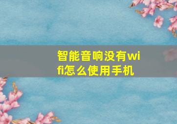 智能音响没有wifi怎么使用手机