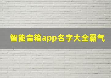 智能音箱app名字大全霸气