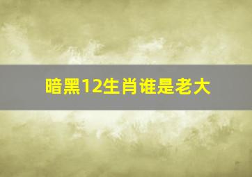 暗黑12生肖谁是老大