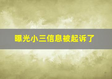 曝光小三信息被起诉了