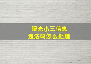 曝光小三信息违法吗怎么处理