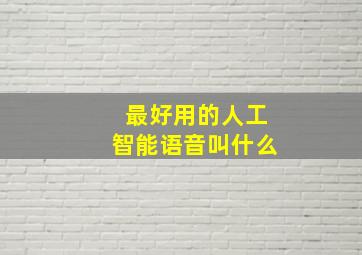 最好用的人工智能语音叫什么