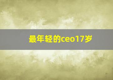 最年轻的ceo17岁