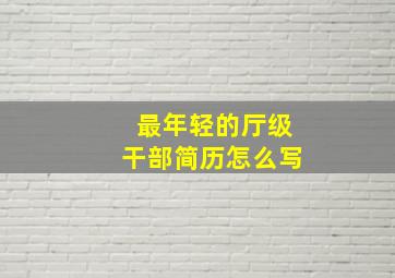 最年轻的厅级干部简历怎么写