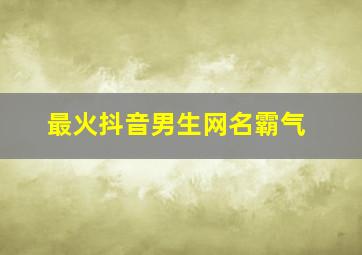 最火抖音男生网名霸气