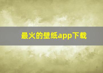 最火的壁纸app下载