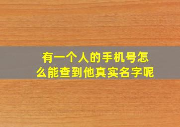 有一个人的手机号怎么能查到他真实名字呢