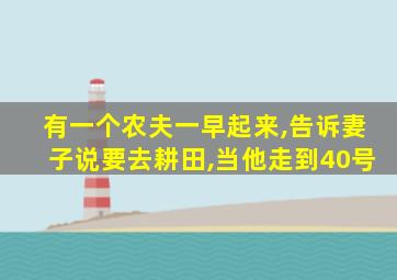 有一个农夫一早起来,告诉妻子说要去耕田,当他走到40号