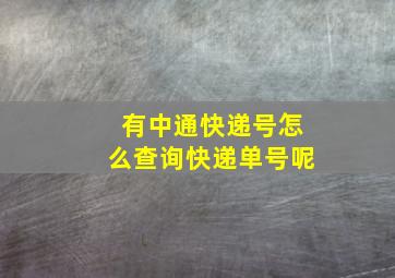 有中通快递号怎么查询快递单号呢