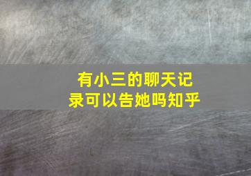 有小三的聊天记录可以告她吗知乎