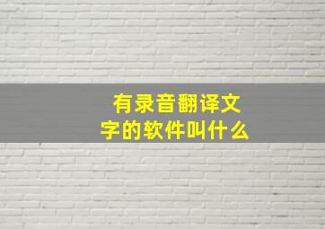 有录音翻译文字的软件叫什么