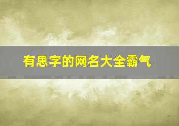 有思字的网名大全霸气