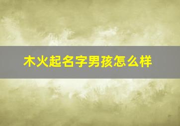 木火起名字男孩怎么样