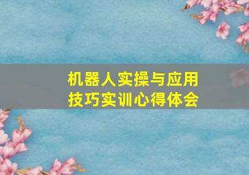 机器人实操与应用技巧实训心得体会