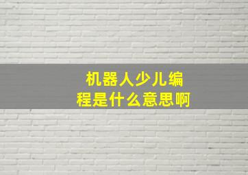 机器人少儿编程是什么意思啊