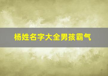 杨姓名字大全男孩霸气