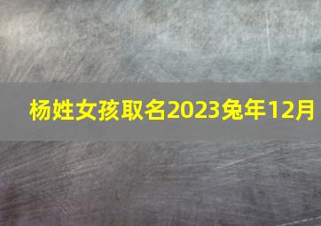 杨姓女孩取名2023兔年12月