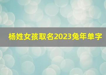 杨姓女孩取名2023兔年单字