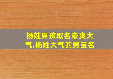 杨姓男孩取名豪爽大气,杨姓大气的男宝名