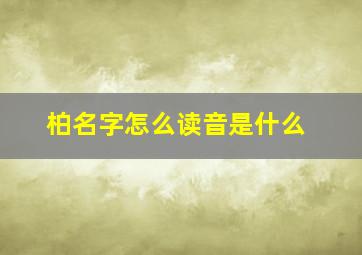 柏名字怎么读音是什么