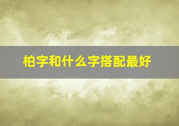 柏字和什么字搭配最好