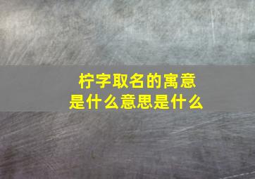 柠字取名的寓意是什么意思是什么