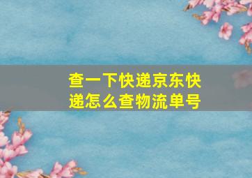 查一下快递京东快递怎么查物流单号