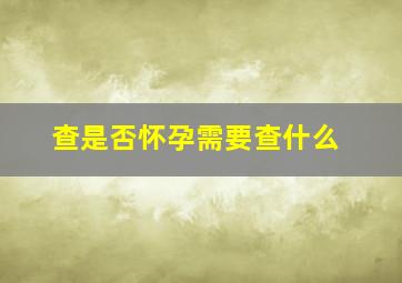 查是否怀孕需要查什么