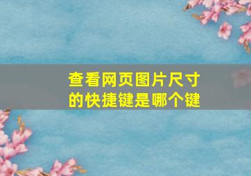 查看网页图片尺寸的快捷键是哪个键