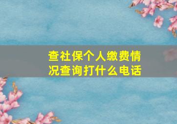 查社保个人缴费情况查询打什么电话