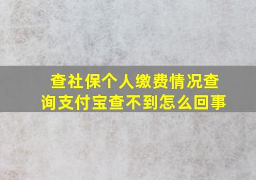 查社保个人缴费情况查询支付宝查不到怎么回事