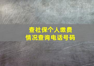 查社保个人缴费情况查询电话号码