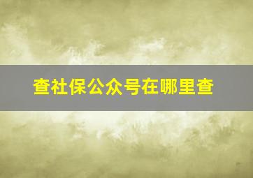 查社保公众号在哪里查