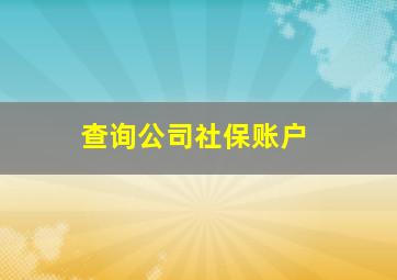 查询公司社保账户