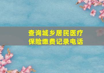 查询城乡居民医疗保险缴费记录电话