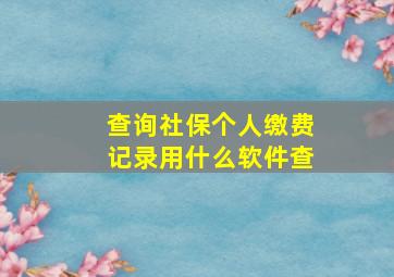 查询社保个人缴费记录用什么软件查