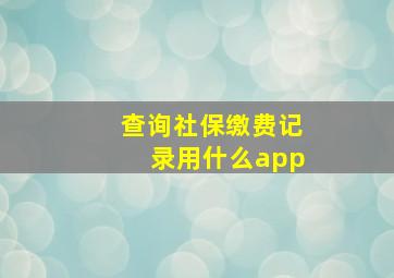 查询社保缴费记录用什么app