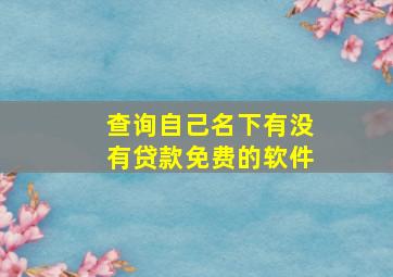 查询自己名下有没有贷款免费的软件