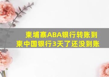 柬埔寨ABA银行转账到柬中国银行3天了还没到账