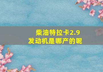 柴油特拉卡2.9发动机是哪产的呢