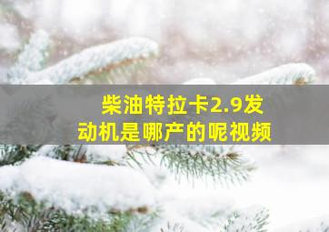 柴油特拉卡2.9发动机是哪产的呢视频