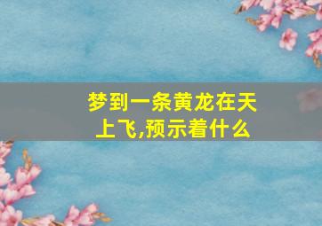 梦到一条黄龙在天上飞,预示着什么