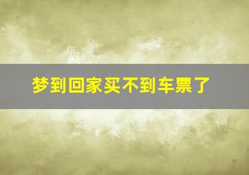 梦到回家买不到车票了