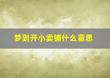 梦到开小卖铺什么意思