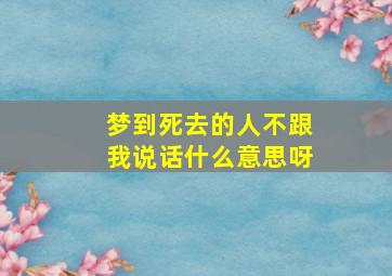 梦到死去的人不跟我说话什么意思呀