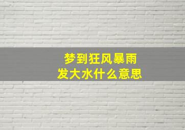 梦到狂风暴雨发大水什么意思