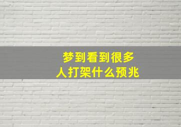 梦到看到很多人打架什么预兆