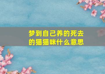 梦到自己养的死去的猫猫咪什么意思