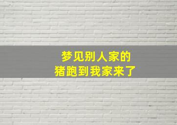 梦见别人家的猪跑到我家来了